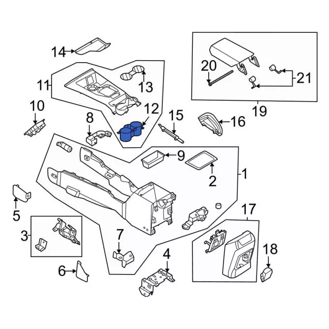 LJ8Z5813562AA - Body: Cup Holder for Ford: Bronco, Maverick, Mustang Mach-E | Lincoln: Navigator Image