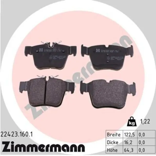 224231601 - : Zimmermann 22423.160.1 Disc Brake Pad Set for ZIMMERMANN Image