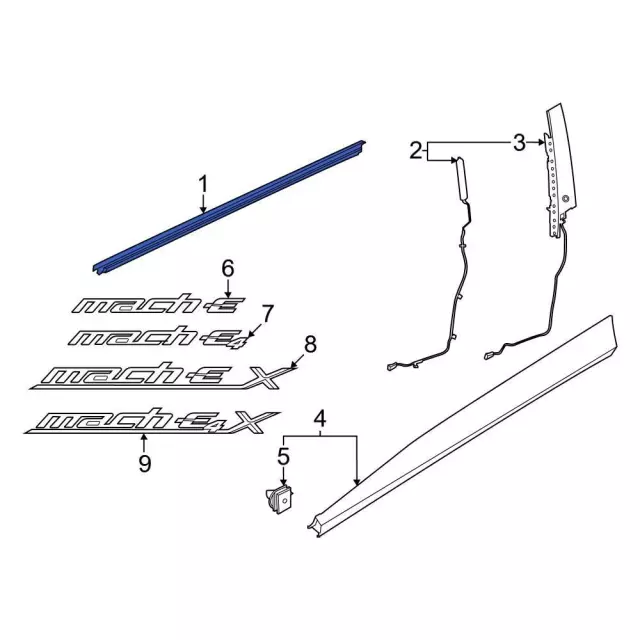 LJ8Z5821452A - Body: Belt Molding for Ford: Mustang Mach-E Image