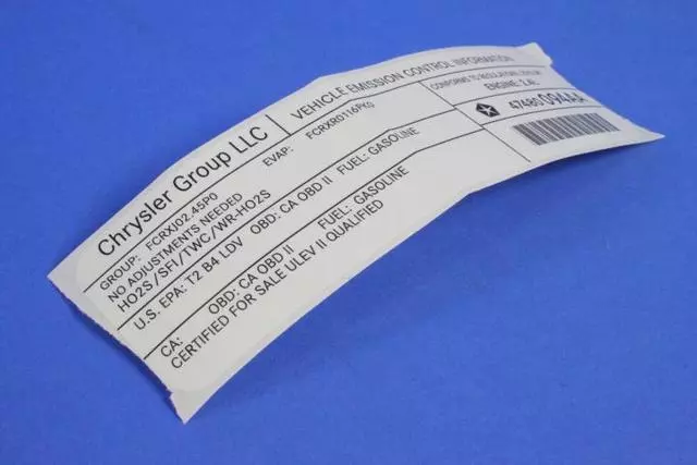 Vehicle Emission Control Information Label - Mopar (47480094AA)