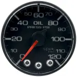 P325328 - : GAUGE, OIL PRESS, 2 1/16", 120PSI, STEPPER MOTOR W/PEAK &amp; WARN, BLK/BLK, SPEK for AutoMeter Image