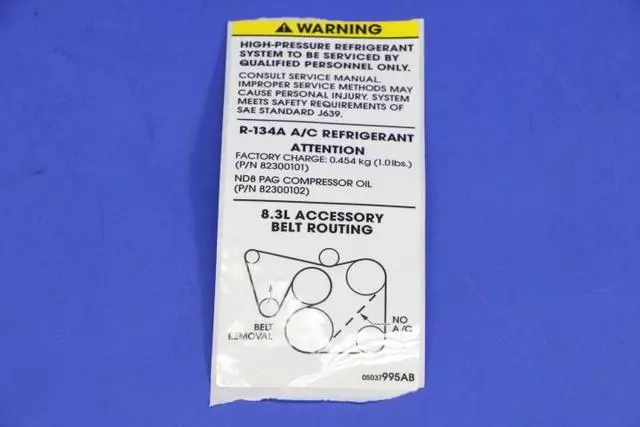 5037995AB - Labels All Vehicle Locations: Belt Routing Label for Mopar Image