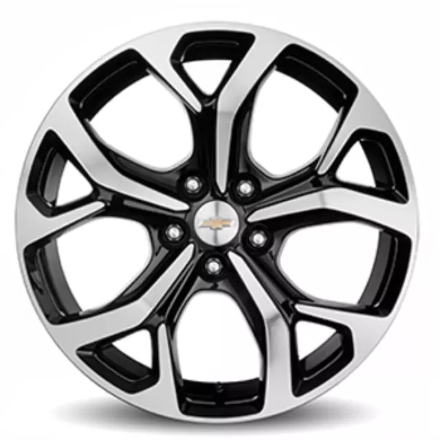 23251535 - Wheels: 17x7-Inch Aluminum 5-Split-Spoke Wheel in Machined Face Finish with Gloss Black Pockets for GM Image