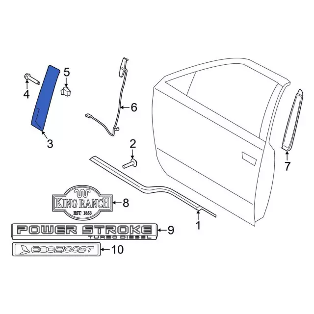 Molding Door Outside - Ford (FL3Z-1520555-SG)