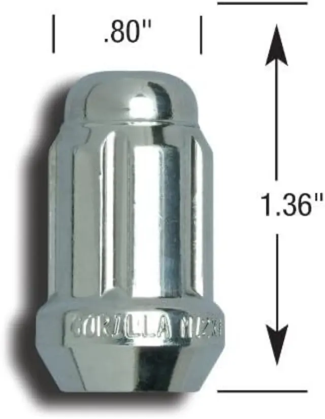 21631SD - Tire and Wheel: Small Diam Spline Acorn Lock Set 3/4" &amp; 13/16" Key 12mm x 1.50 Chrome Set of 4 for Gorilla Automotive Image