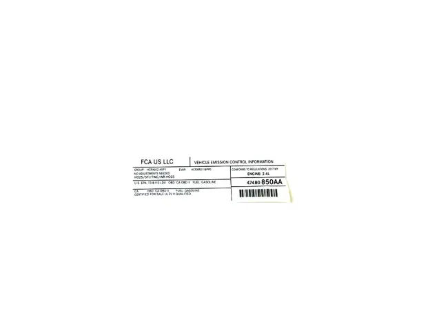 47480850AA - Labels: Vehicle Emission Control Information Label for Mopar Image image