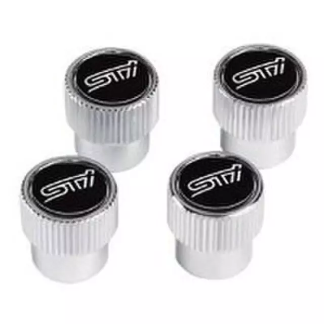 SOA342L136 - Wheels: Valve Stem Caps - Sti Logo for Subaru: BRZ, Crosstrek, Forester, Impreza, Legacy, Outback, Tribeca, WRX Image