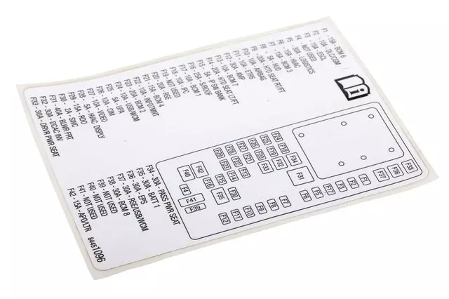 84451096 - : Instrument Panel Wiring Harness Fuse Block Identification Label for GM Image