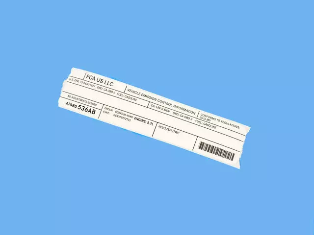 Vehicle Emission Control Information Label - Mopar (47480536AB)