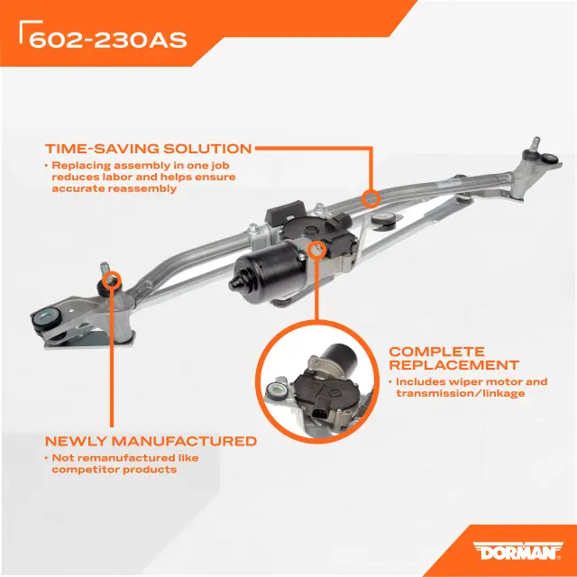 602230AS - Wiper and Washer: Windshield Wiper Motor And Transmission Assembly for Dorman Image