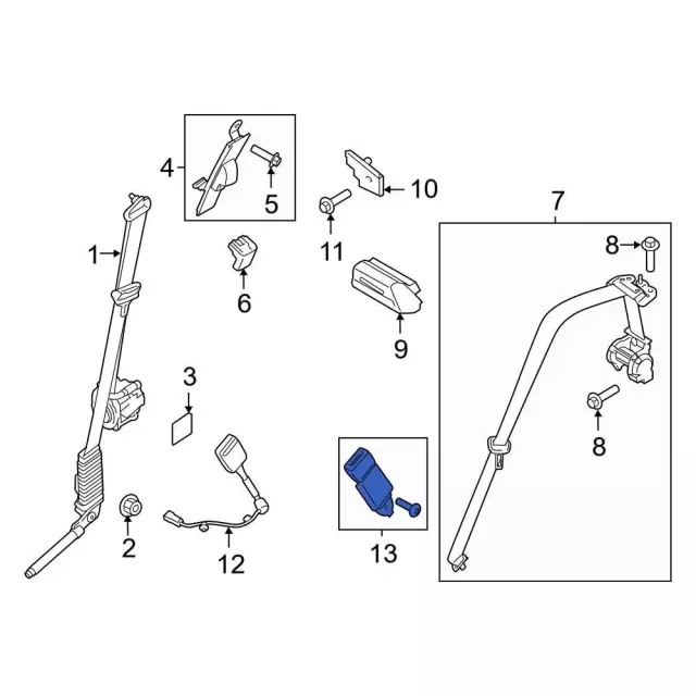 ML3Z15611B70AA - : Center Buckle for Ford: F-150 Image