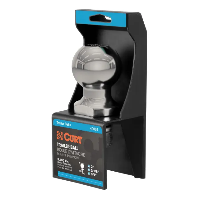 40082 - : 2" Trailer Ball (3/4" x 2-1/8" Shank, 3,500 lbs., Stainless, Packaged) for CURT Image