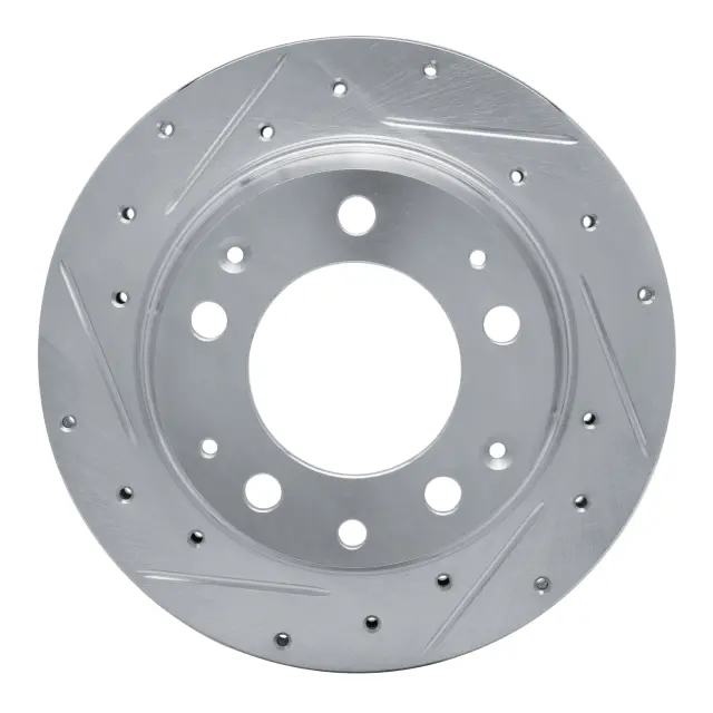 63102017L - Brakes &amp; Brake Parts: DFC Brake Rotor - Drilled and Slotted - Silver for DYNAMIC FRICTION Image