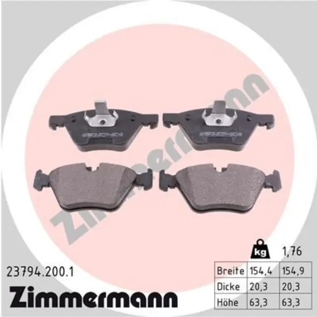 237942001 - : Zimmermann 23794.200.1 Disc Brake Pad Set for ZIMMERMANN Image