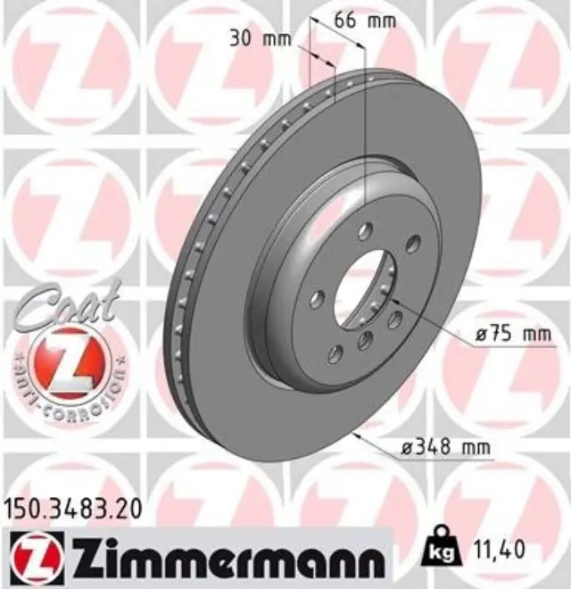 150348320 - : Zimmermann 150.3483.20 Disc Brake Rotor for ZIMMERMANN Image