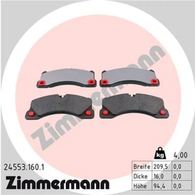 245531601 - : Zimmermann 24553.160.1 Disc Brake Pad Set for ZIMMERMANN Image