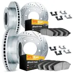 721499035 - : DFC Brake Rotor - Drilled &amp; Slotted - Silver- HD Brake Pad - Hardware for DYNAMIC FRICTION Image