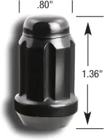 21138BC - Tire and Wheel: Small Diameter Spline Acorn Lug Nut 12mm x 1.50 Black Bulk for Gorilla Automotive Image