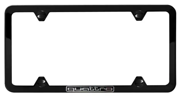 ZAW071801JDX9 - Exterior: Audi Quattro License Plate Frame Black Powder‑Coated Stainless Steel for Audi Image