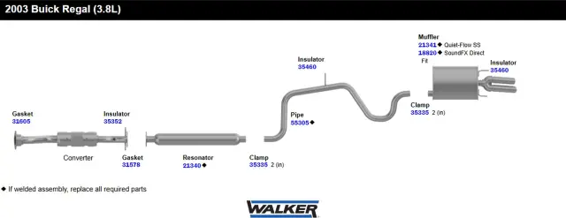 55305 - : Exhaust Pipe 2" Inlet (OD) 2" Outlet (OD) for Walker Exhaust Image