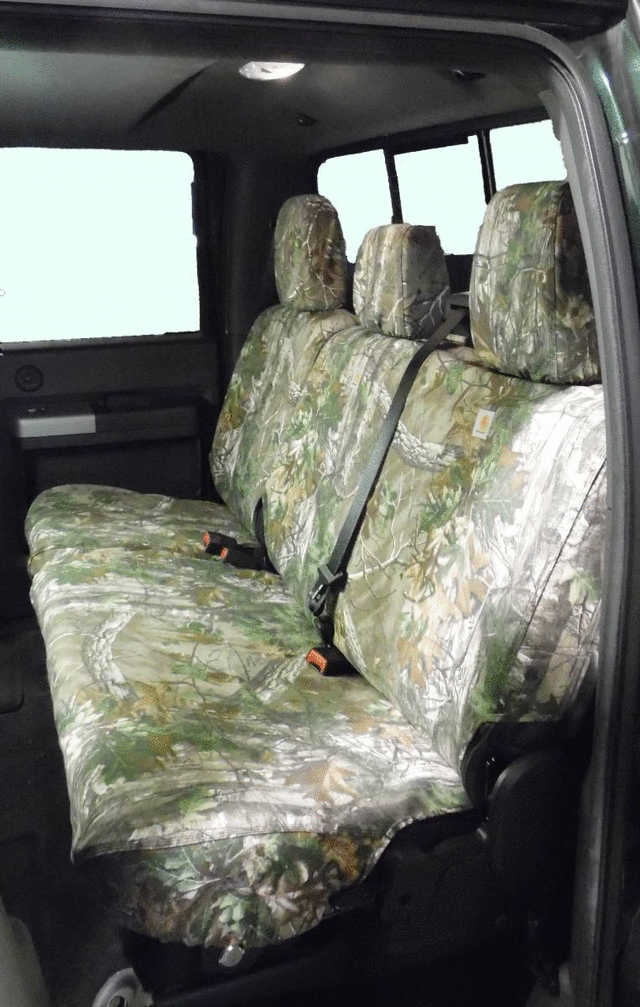 VML3Z1863812F - : Seat Covers, Realtree Protective Seat Covers By Covercraft - Rear Row, 60/40, For SuperCab, Carhartt Realtree Xtra Green Camo SeatSaver for Ford: E-350 Super Duty, E-450 Super Duty, F-150, F-250 Super Duty, F-350 Super Duty, F-450 Super Duty, F-550 Super Duty Image