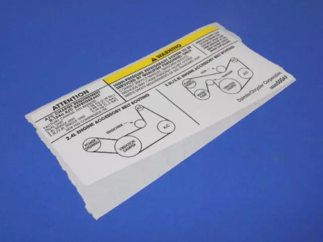 A/c System Specification Decal - Mopar (5005500AF)