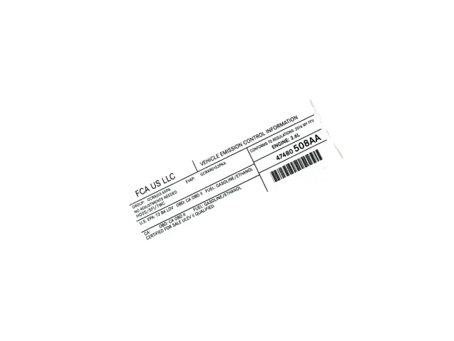 47480508AA - Labels: Vehicle Emission Control Information Label for Mopar Image image
