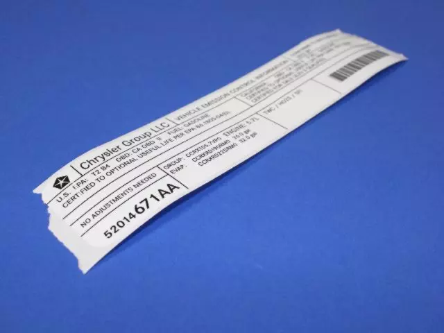 Vehicle Emission Control Information Label - Mopar (52014671AA)