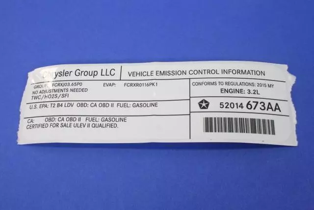 Vehicle Emission Control Information Label - Mopar (52014673AA)