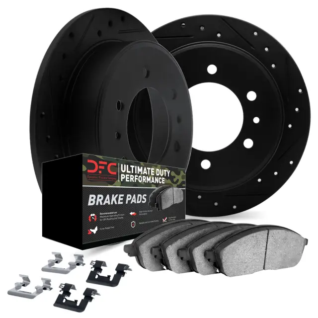 841276003 - : DFC Brake Rotor Drilled &amp; Slotted - Black- w/Ultimate Duty Brake Pad &amp; HW Kit for DYNAMIC FRICTION Image