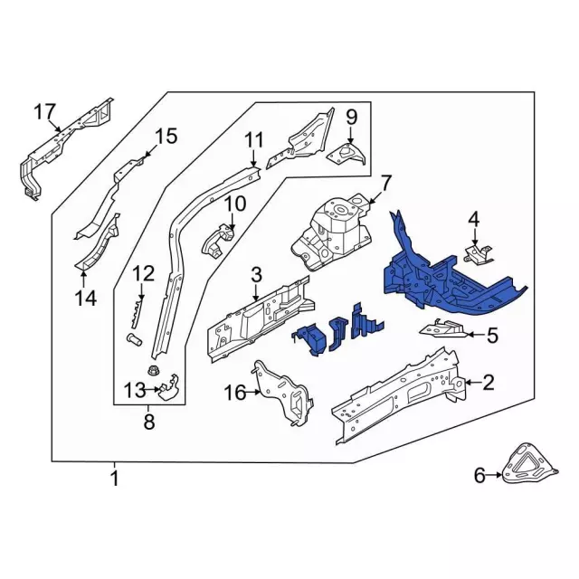LX6Z16054AF - : Member And Apron Floor Side for Ford: Bronco Sport, Maverick Image