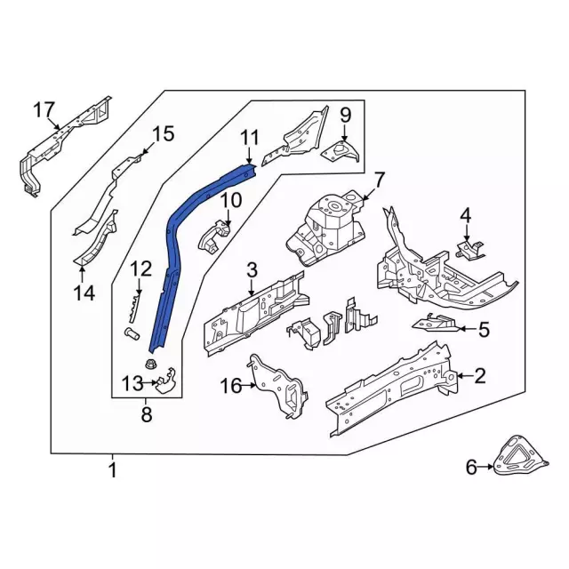 LX6Z16C078A - : Rail Reinforced for Ford: Bronco Sport, Maverick | Lincoln: Corsair Image