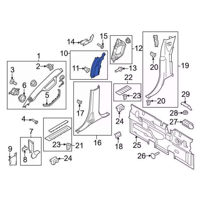 MC3Z1624346AH - Body: Upper Center Pillar Trim for Ford: F-250 Super Duty, F-350 Super Duty, F-450 Super Duty Image