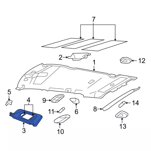 7L2Z7804105EA - Body: Sun-visor for Ford Image