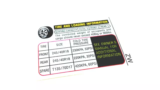 28181FG230 - : Tire Info Label for Subaru: Impreza Image