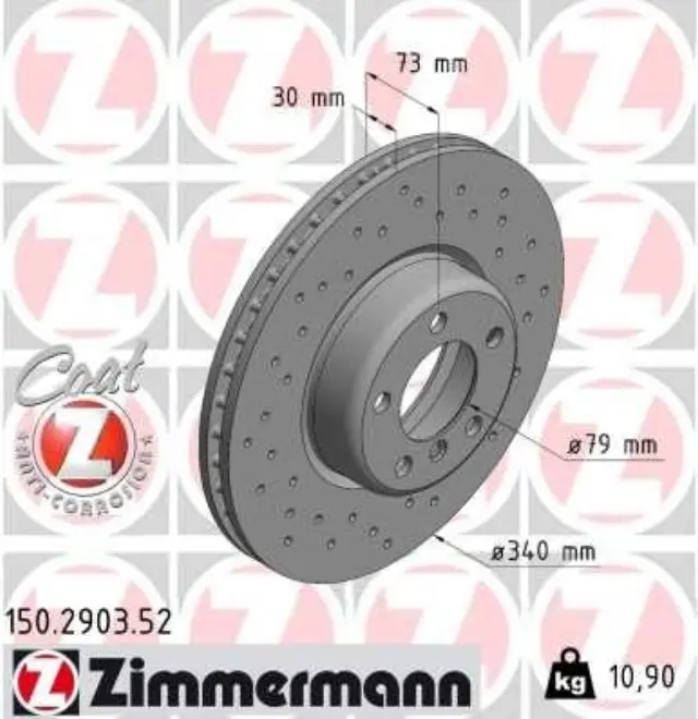 150290352 - : Zimmermann 150.2903.52 Disc Brake Rotor for ZIMMERMANN Image