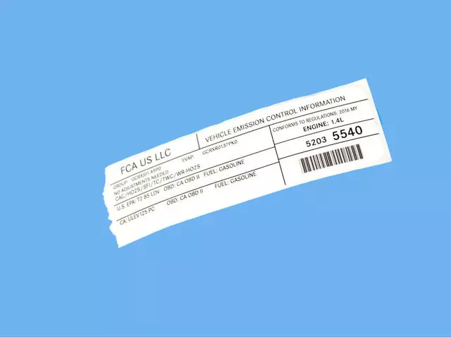 Vehicle Emission Control Information Label - Mopar (47480419AA)