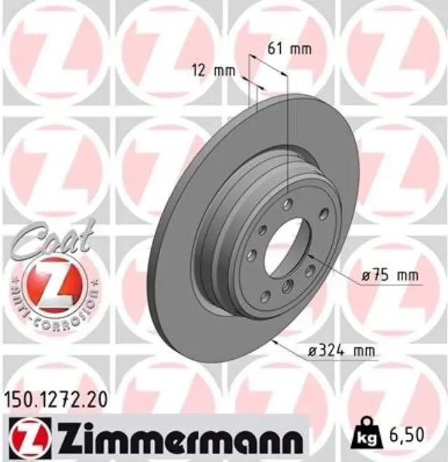 150127220 - : Zimmermann 150.1272.20 Disc Brake Rotor for ZIMMERMANN Image