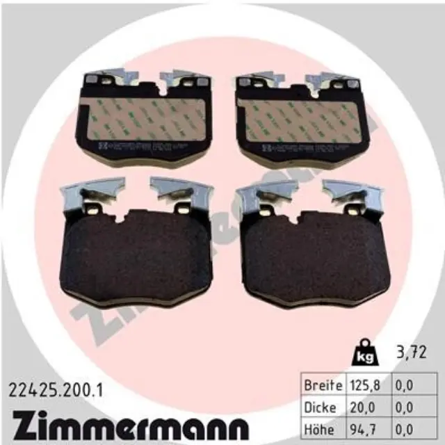 224252001 - : Zimmermann 22425.200.1 Disc Brake Pad Set for ZIMMERMANN Image