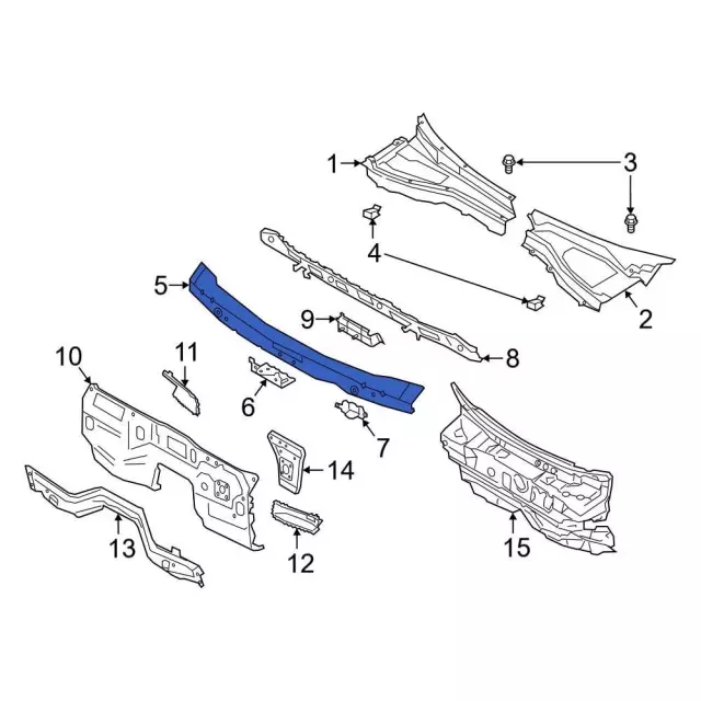 LB5Z7802012A - Body: Cowl Top Panel for Ford: Explorer, Police Interceptor Utility Image