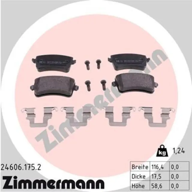 246061752 - Brakes &amp; Brake Parts: Zimmermann 24606.175.2 Disc Brake Pad Set for ZIMMERMANN Image