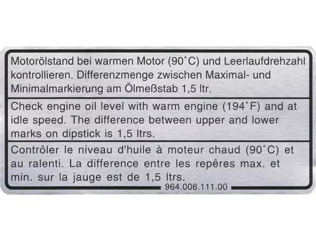 96400611100 - Body: Info Label for Porsche: 911 Image