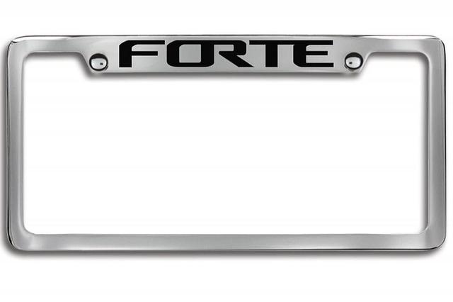 UR013AY002TD - Exterior: License Plate Frame - Upper Logo - Chrome for Kia: Forte, Forte Koup, Forte5, K5, Rio Image