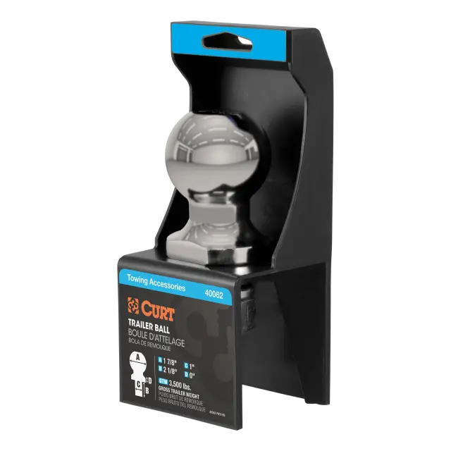 40081 - : 1-7/8" Trailer Ball (1" x 2-1/8" Shank, 3,500 lbs., Stainless, Packaged) for CURT Image