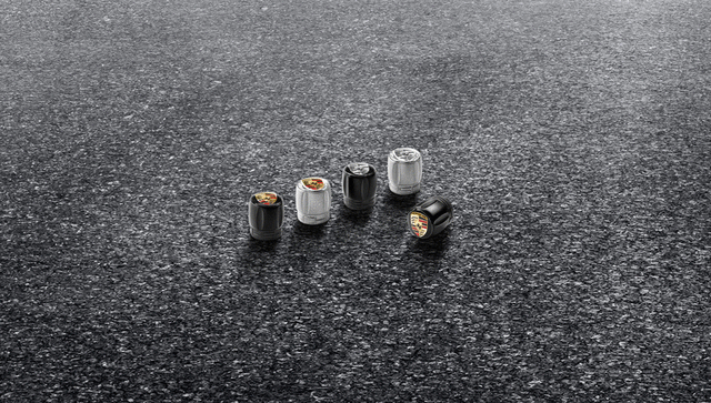 99104460267 - Wheels: Decorative Valve Sleeves for Porsche: 718 Boxster, 718 Cayman, 718 Spyder, 911, Cayenne, Cayman, Macan, Panamera, Taycan Image