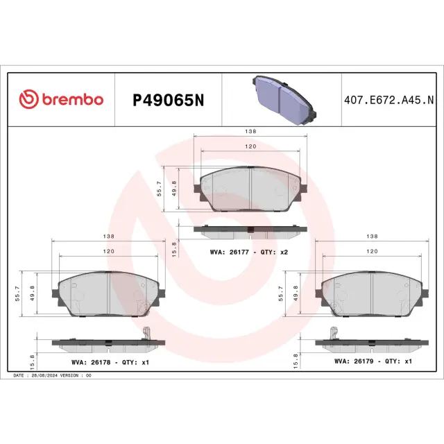 P49065N - : PRIME Ceramic Brake Pad Set for Brembo Image
