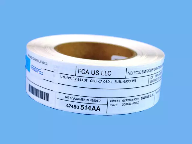 47480514AA - Labels: Vehicle Emission Control Information Label for Ram: 1500 Image