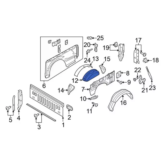 RL3Z9927886A - Body: Inner Wheelhouse for Ford: F-150, F-150 Lightning Image