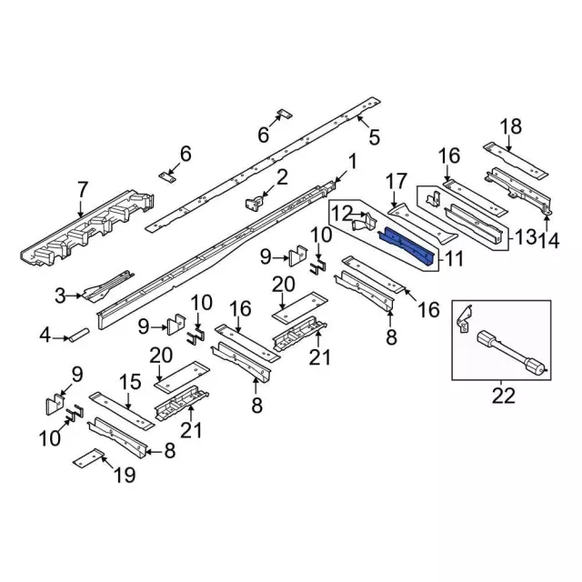 PK4Z6110624A - Body: Center Crossmember for Ford: E-Transit, Transit-150, Transit-250, Transit-350, Transit-350 HD Image