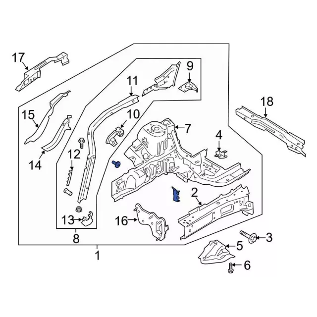 LX6Z16054Y - : Frame Side Member Assembly for Ford: Escape | Lincoln: Corsair Image